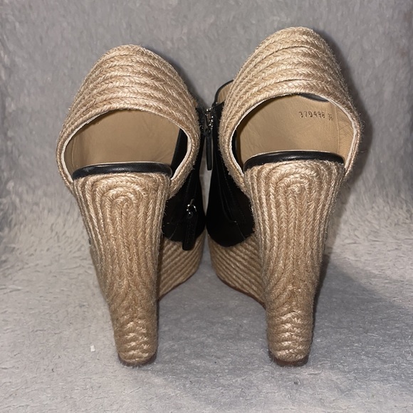 Gucci Black ‘Tiffany’ Peep Toe Espadrille Wedge Sandals size 38.5 - Picture 3 of 10